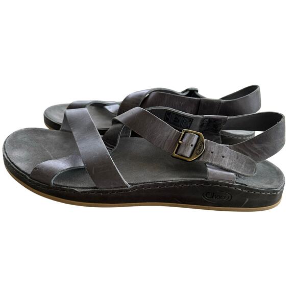 Chaco Wayfarer Classic Z Strap Sandals Women Size 11 Grey Leather Flat Comfort - Picture 5 of 9